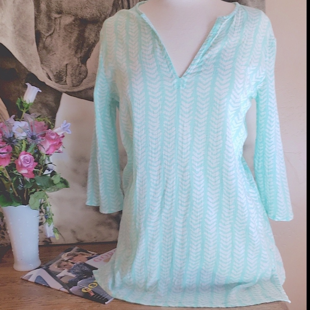 J. Crew Factory Mint & White Chevron Swim Coverup - Very good condition